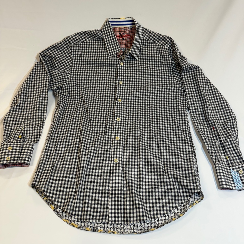 Robert Graham Black Plaid Paisley Button Down Shirt